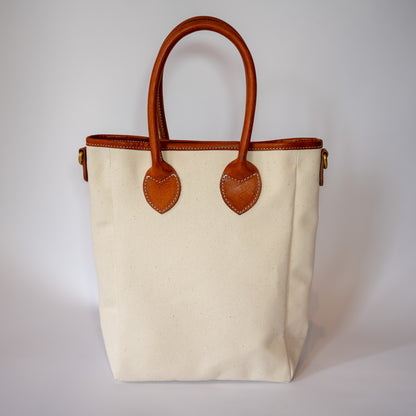 2wayトートバッグ tote S｜キナリの正面と革ハンドル